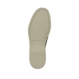 Bottom view of the Baldinini loafer showcasing the full beige rubber outsole featuring a fine anti-slip textured pattern, perimeter stitching, and a debossed Baldinini Made in Italy center stamp.
