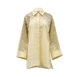 Baqa Women's Light Yellow Embellished Oversized Blouse with Wide Sleeves – Shop Now Online