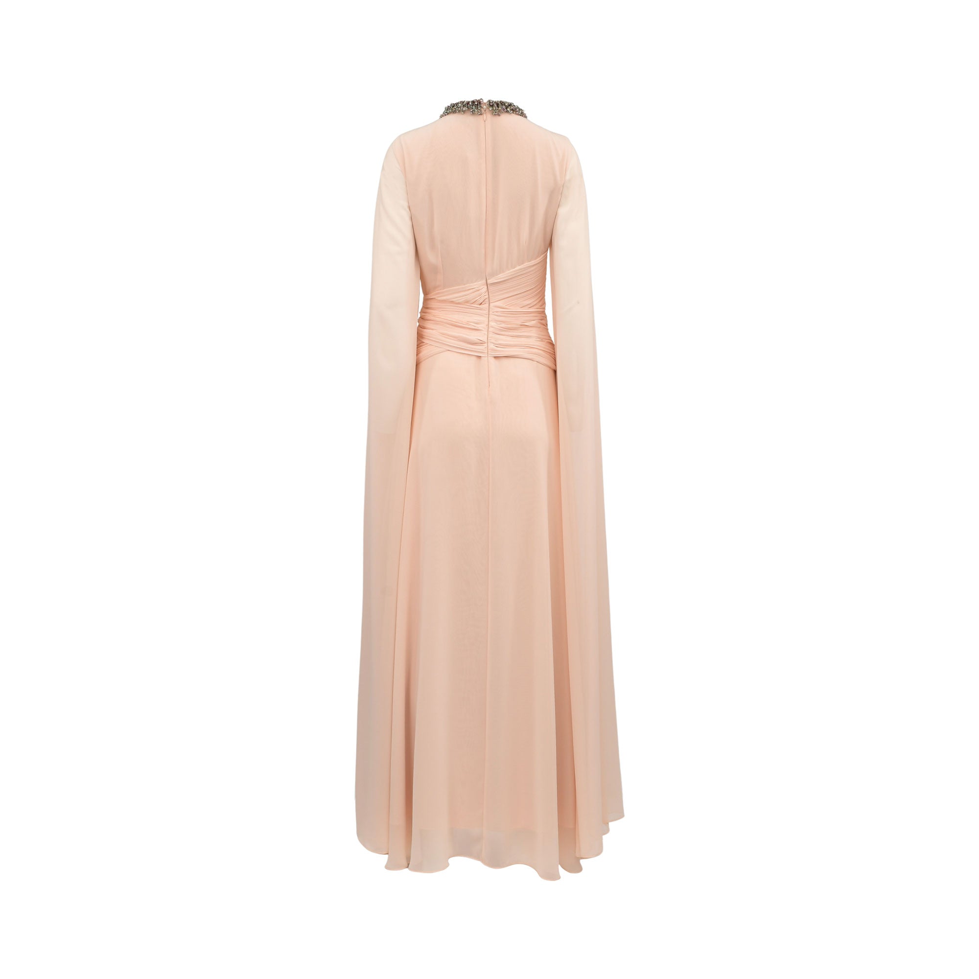 Baqa Women's Embellished High-Neck Draped Cape Gown
