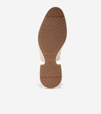 Bottom view of a shoe with a brown rubber sole featuring a hexagonal grip pattern and 'COLE HAAN GRAND360' text. Off-white mi