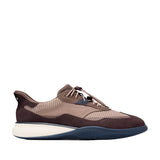 A single Cole Haan Men's 6.ZERØGRAND Quick-On sneaker in brown and beige with a dark blue outsole.
