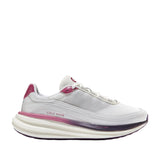 White Cole Haan Women's ØriginalGrand Quadstar 2.0 running sneakers with pink and purple accents and a chunky, layered sole.
