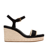 W36996:BLACK SUEDE / NATURAL RAFFIA