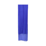 A close-up of a bright blue sheer chiffon Sheila with a professional hemmed finish.