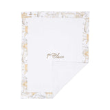 Blanket only folded corner view of the Alviero Martini Kids Newborn White/Beige Geo Print Sleepsuit Set with Hat, Bib & Blanket. Available for Online Purchase at Blue Salon Qatar.