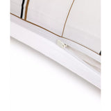 White duvet cover with abstract brown and black linear pattern, featuring a white zipper closure on the side.