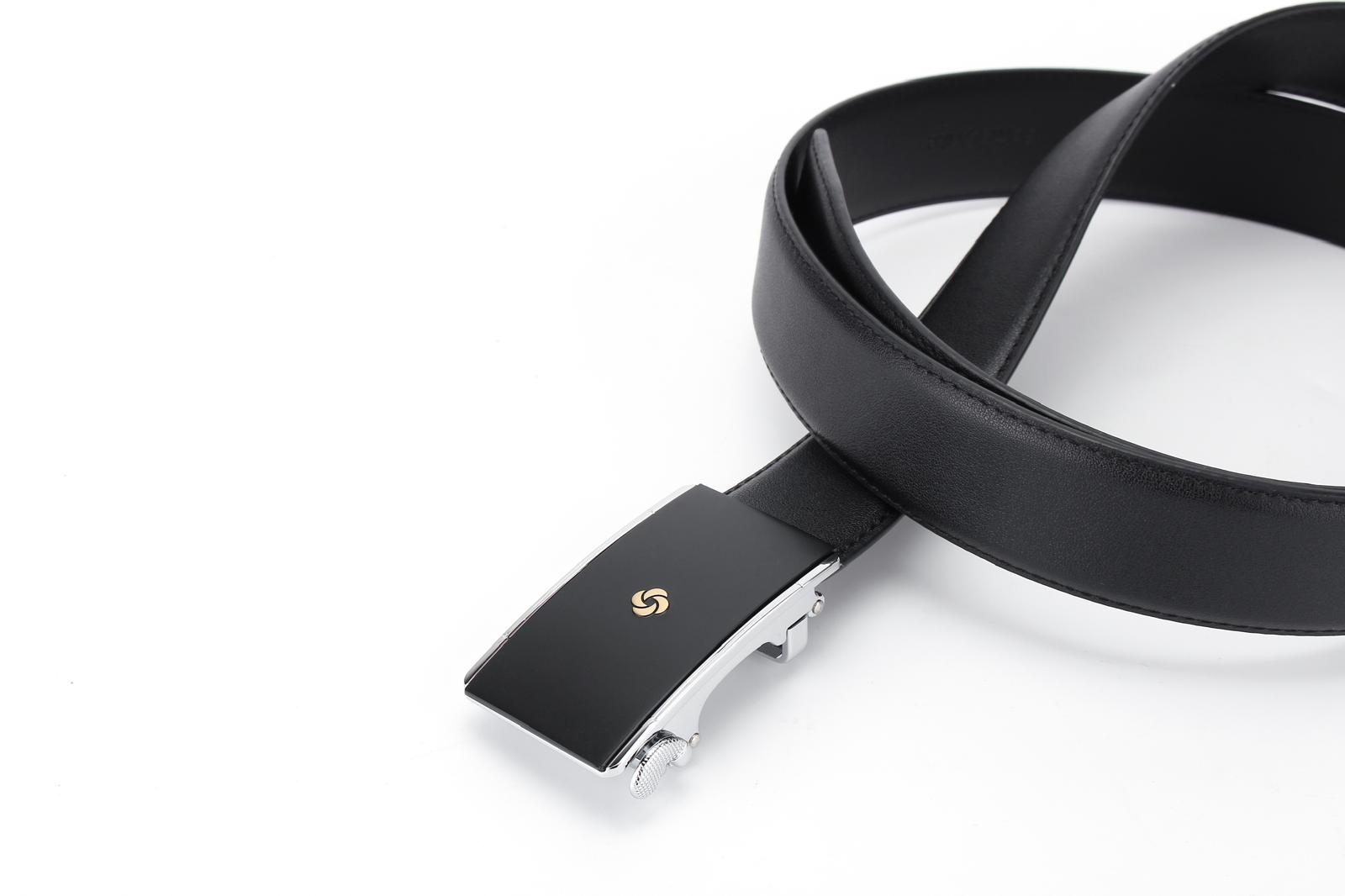 Samsonite AAMIR Basic Auto Golden Logo Black Leather Belt