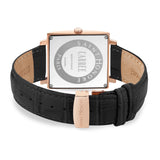 Saint Honore Carre Gents Black Dial Rose Gold Case Black Leather Strap Watch