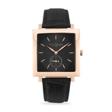 Saint Honore Carre Gents Black Dial Rose Gold Case Black Leather Strap Watch