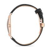 Saint Honore Carre Gents Black Dial Rose Gold Case Black Leather Strap Watch