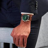 Cerruti Cavareno Men's Green Dial Brown Leather Strap Watch
