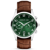 Cerruti Cavareno Men's Green Dial Brown Leather Strap Watch