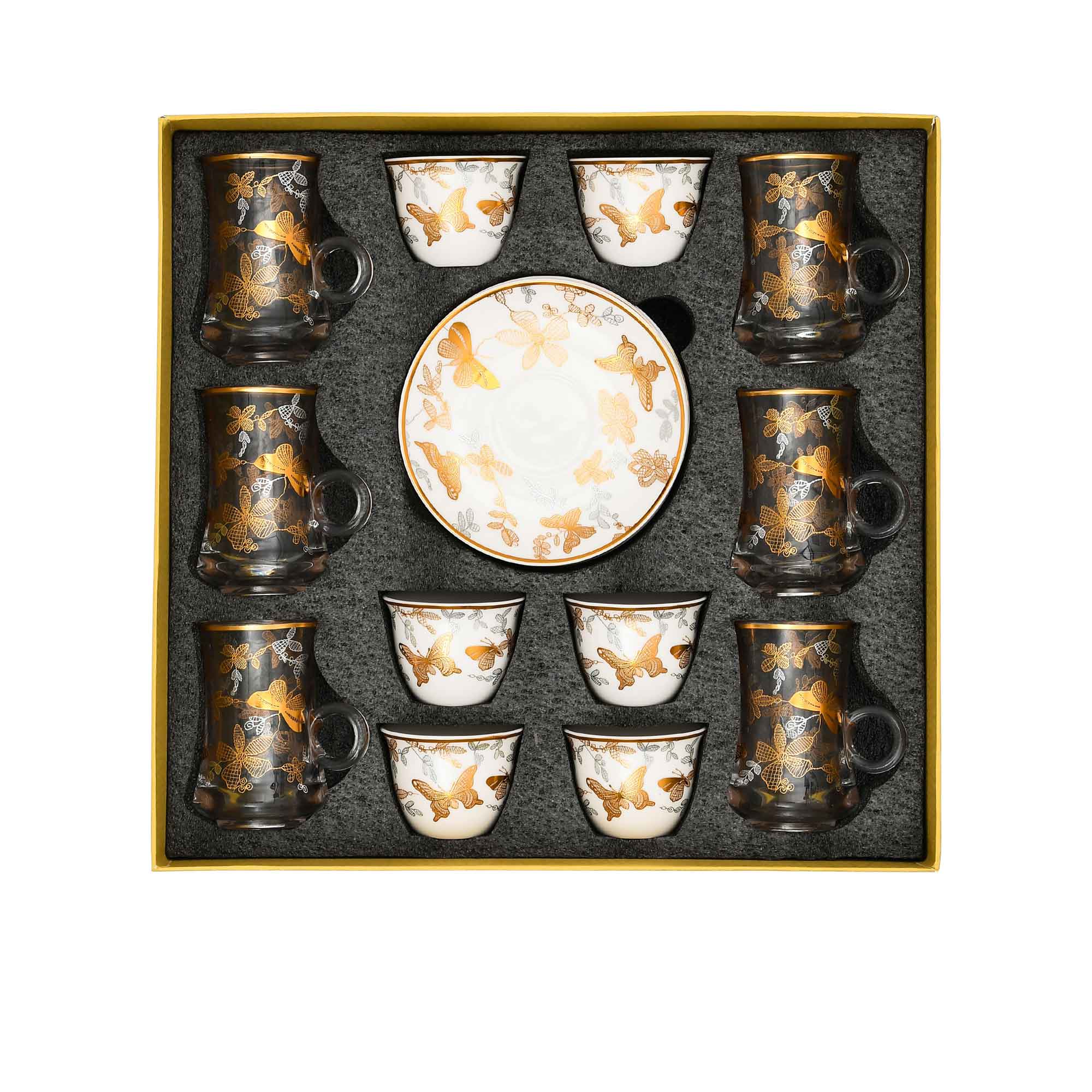 Casa Blu Butterfly Tea & Arabic Coffee Set (18pc) - Gold Accents | Casa Blu 2025 | Coffee Cup & Saucer | Coffee Cup & Saucer Set | Home and Furniture Home | Home and Furniture Home Drinkware | Home and Furniture Home Table Top | Ramadan Collection 2025 | Casa Blu Butterfly Tea & Arabic Coffee Set (18pc) - Gold Accents | Casa Blu 2025 | Coffee Cup & Saucer | Coffee Cup & Saucer Set | Home and Furniture Home | Home and Furniture Home Drinkware | Home and Furniture Home Table Top | Ramadan Collection 2025 |