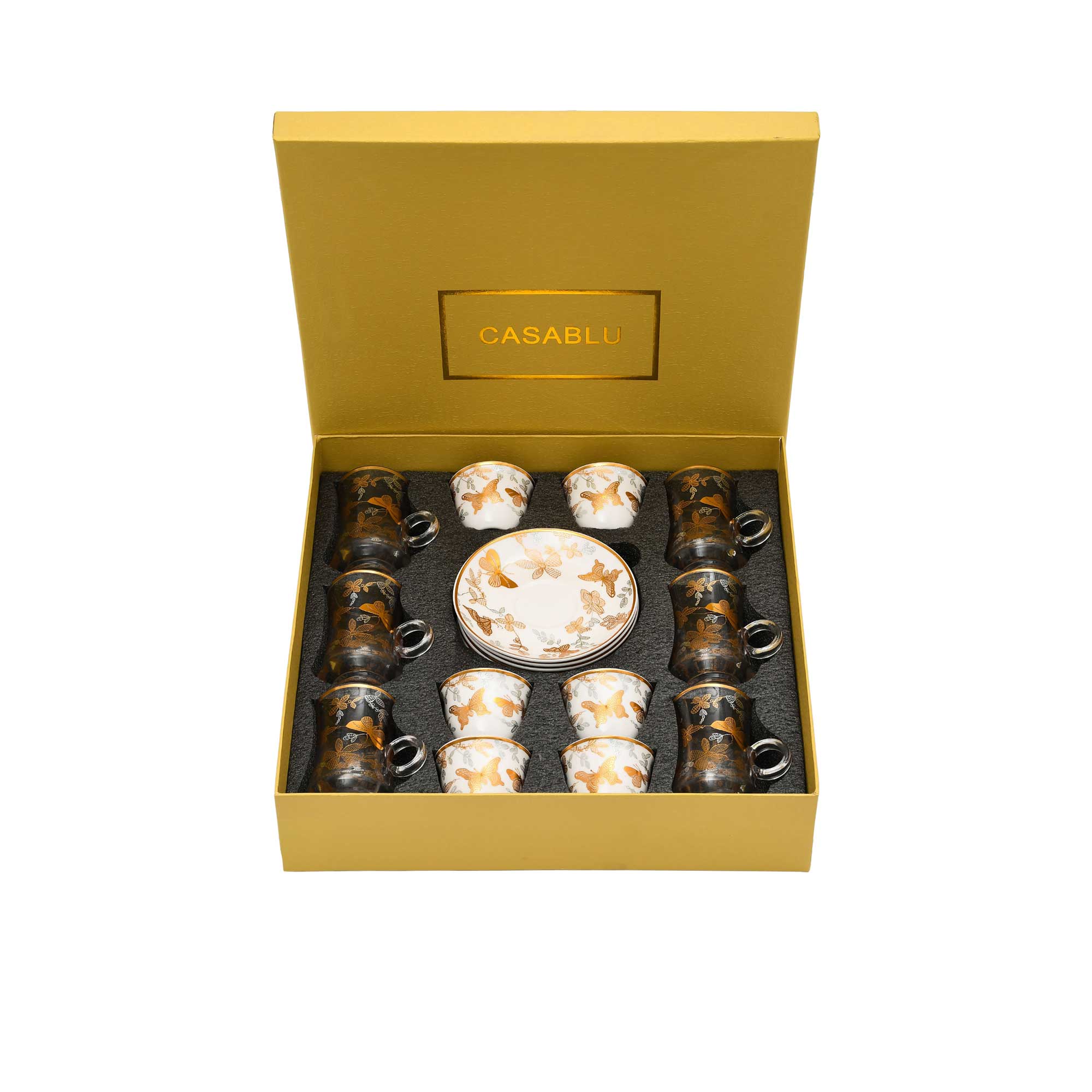 Casa Blu Butterfly Tea & Arabic Coffee Set (18pc) - Gold Accents | Casa Blu 2025 | Coffee Cup & Saucer | Coffee Cup & Saucer Set | Home and Furniture Home | Home and Furniture Home Drinkware | Home and Furniture Home Table Top | Ramadan Collection 2025 | Casa Blu Butterfly Tea & Arabic Coffee Set (18pc) - Gold Accents | Casa Blu 2025 | Coffee Cup & Saucer | Coffee Cup & Saucer Set | Home and Furniture Home | Home and Furniture Home Drinkware | Home and Furniture Home Table Top | Ramadan Collection 2025 |