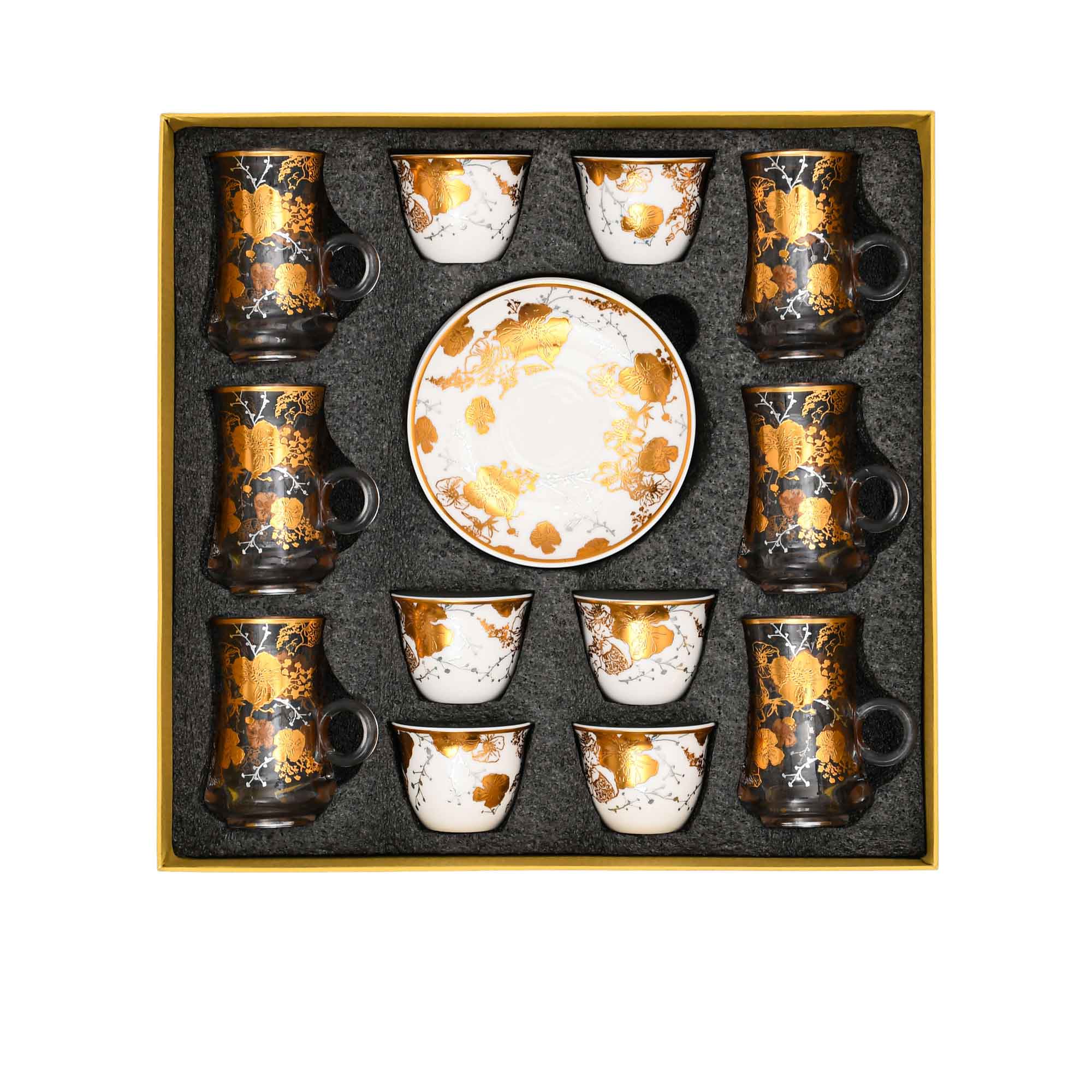 Casa Blu Floral Tea & Arabic Coffee Cups Set (18pc) - Gold Accents | Casa Blu 2025 | Coffee Cup & Saucer | Coffee Cup & Saucer Set | Home and Furniture Home | Home and Furniture Home Drinkware | Home and Furniture Home Table Top | Ramadan Collection 2025 Casa Blu Floral Tea & Arabic Coffee Cups Set (18pc) - Gold Accents | Casa Blu 2025 | Coffee Cup & Saucer | Coffee Cup & Saucer Set | Home and Furniture Home | Home and Furniture Home Drinkware | Home and Furniture Home Table Top | Ramadan Collection 2025