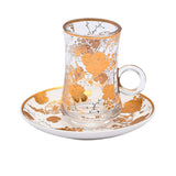 Casa Blu Floral Tea & Arabic Coffee Cups Set (18pc) - Gold Accents