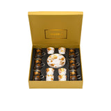 Casa Blu Floral Tea & Arabic Coffee Cups Set (18pc) - Gold Accents