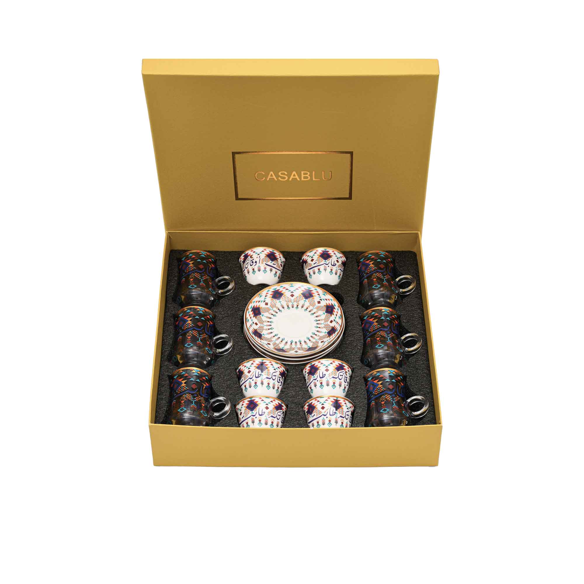 Casa Blu Arabic Tea & Coffee Set (18pc) - Calligraphy & Geometric Design | Casa Blu 2025 | Coffee Cup & Saucer | Coffee Cup & Saucer Set | Home and Furniture Home | Home and Furniture Home Drinkware | Home and Furniture Home Table Top | Ramadan Collection Casa Blu Arabic Tea & Coffee Set (18pc) - Calligraphy & Geometric Design | Casa Blu 2025 | Coffee Cup & Saucer | Coffee Cup & Saucer Set | Home and Furniture Home | Home and Furniture Home Drinkware | Home and Furniture Home Table Top | Ramadan Collection
