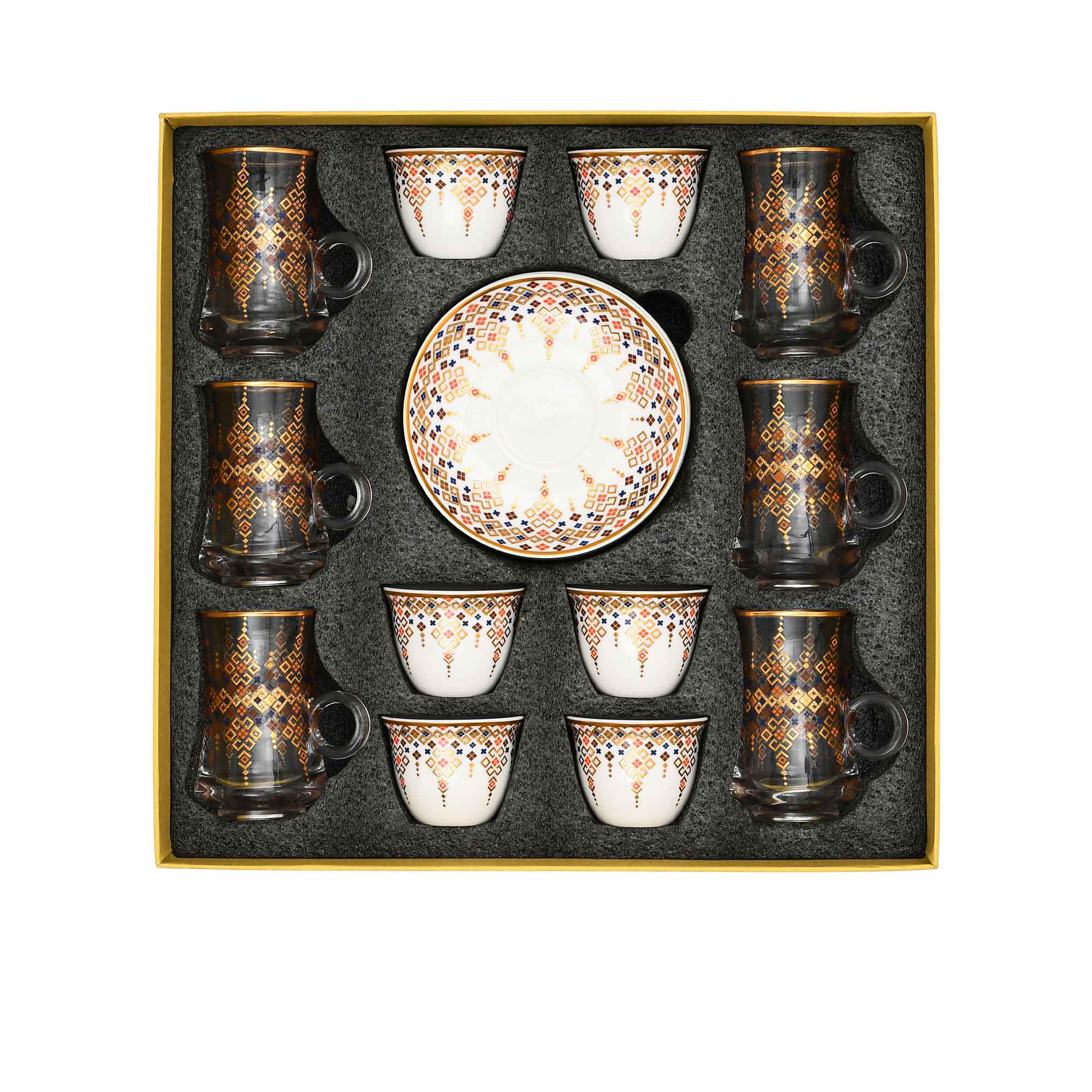 Casa Blu Geometric Tea & Arabic Coffee Cup Set (18pc) - Gold Accents | Casa Blu 2025 | Coffee Cup & Saucer | Coffee Cup & Saucer Set | Home and Furniture Home | Home and Furniture Home Drinkware | Home and Furniture Home Table Top | Ramadan Collection 202 Casa Blu Geometric Tea & Arabic Coffee Cup Set (18pc) - Gold Accents | Casa Blu 2025 | Coffee Cup & Saucer | Coffee Cup & Saucer Set | Home and Furniture Home | Home and Furniture Home Drinkware | Home and Furniture Home Table Top | Ramadan Collection 202