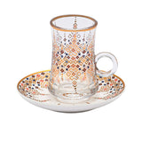 Casa Blu Geometric Tea & Arabic Coffee Cup Set (18pc) - Gold Accents