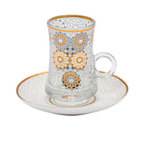 Casa Blu Geometric Tea & Qahwa Cup Set (18pc) - Gold Accents