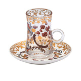 Casa Blu Floral Tea & Qahwa Cup Set (18pc) - Gold Accents