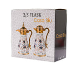 Casa Blu Floral Arabic Coffee Flask Set (2pc) - Gold  and Silver Accents
