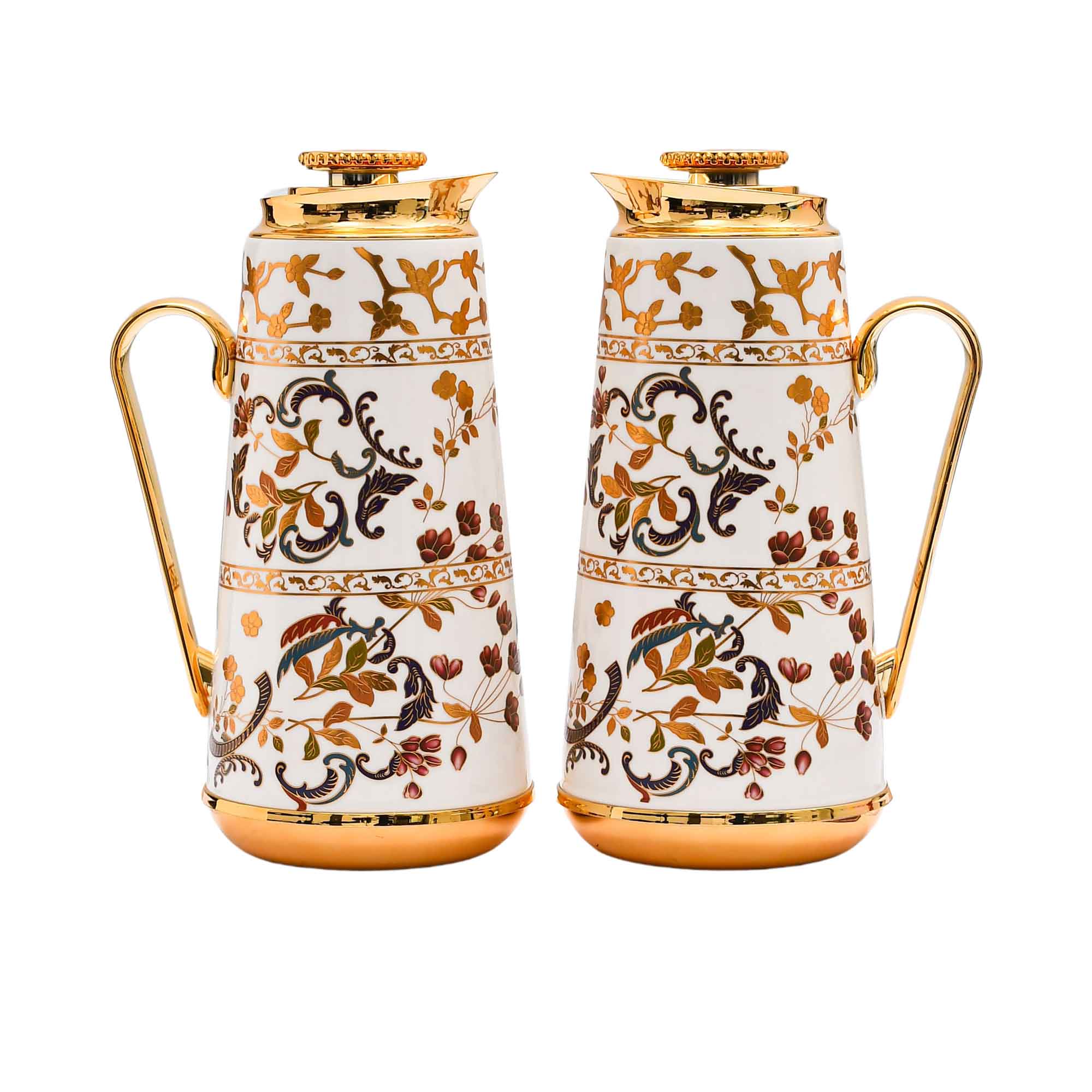 Casa Blu Floral Arabic Coffee Flask Set (2pc) - Gold Accents | Casa Blu 2025 | Flask | Home and Furniture Home | Home and Furniture Home Table Top | Ramadan Collection 2025 | Thermos Flask