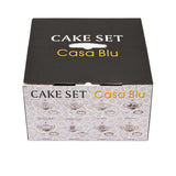 Casa Blu Modern Geometric Cake Stand with Dome and Serving Plates (8pc Set)-Gold accents