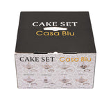 حامل كيك بنمط مزخرف من Casa Blu مع قبة وأطباق تقديم (مجموعة 8 قطع) - لمسات ذهبية