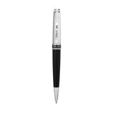Cerruti Luciano ballpoint pen with a silver-toned polished metallic upper barrel and a glossy black lower barrel, featuring a