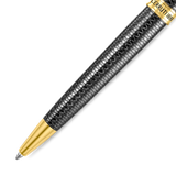 Black pen with textured scale pattern, gold-toned tip, and gold-toned 'CERRUTI 1881' engraved band.