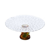 Cristal De Paris Plat Lisboa  Pied Rose  Ambre Cristal