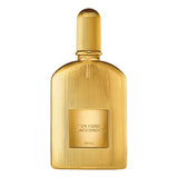 Gold-toned Tom Ford Black Orchid Parfum 50ml bottle with vertical ridging and a square label.