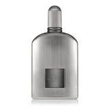 Grey-toned Tom Ford Grey Vetiver Parfum bottle with vertical ribbing on the body and cap, and a smooth rectangular label.