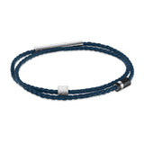Cerruti 1881 Massimo Men's Navy Braided Leather and Stainless Steel Bracelet