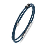 Cerruti 1881 Massimo Men's Navy Braided Leather and Stainless Steel Bracelet