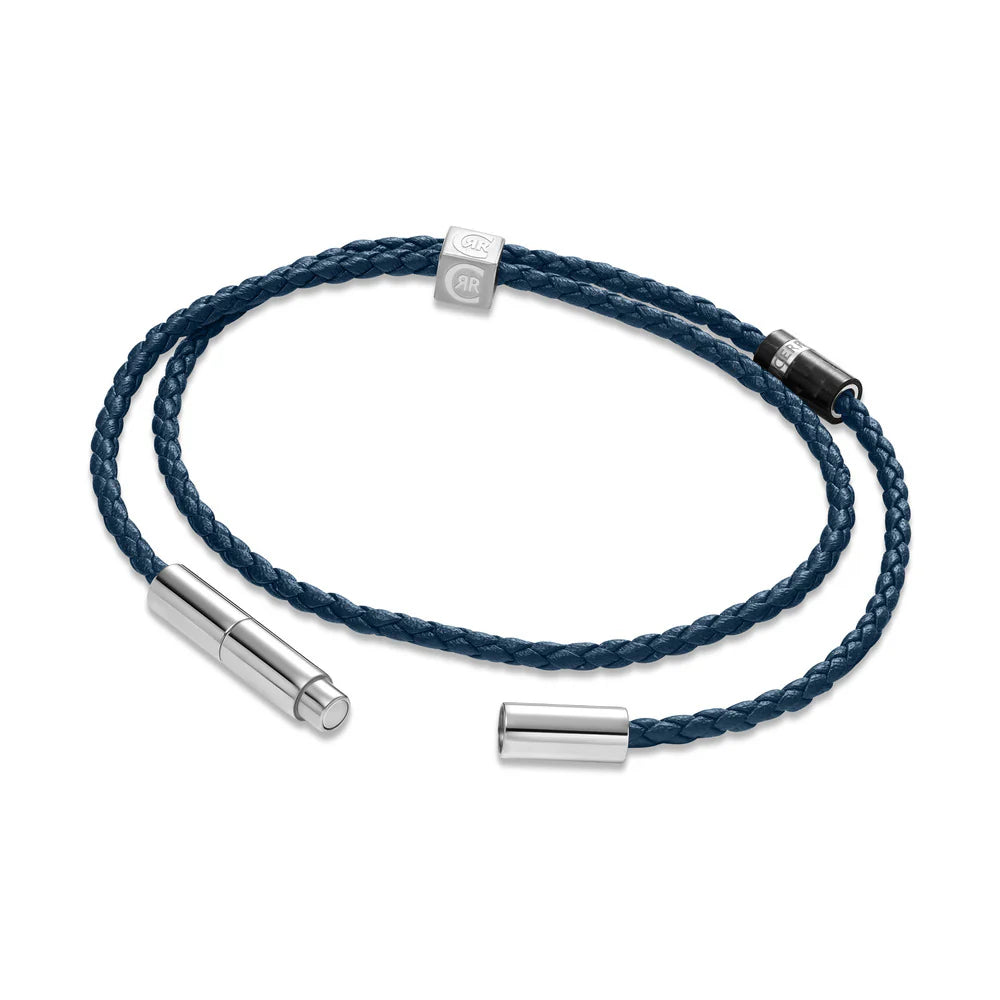 Cerruti 1881 Massimo Men's Navy Braided Leather and Stainless Steel Bracelet | All Accessories | Gents Bracelets | Men | Mens Cerruti 1881 Massimo Men's Navy Braided Leather and Stainless Steel Bracelet | All Accessories | Gents Bracelets | Men | Mens