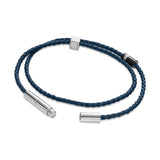 Cerruti 1881 Massimo Men's Navy Braided Leather and Stainless Steel Bracelet