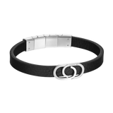 Cerruti 1881 Bruno Men's Black Leather and Stainless Steel Bracelet