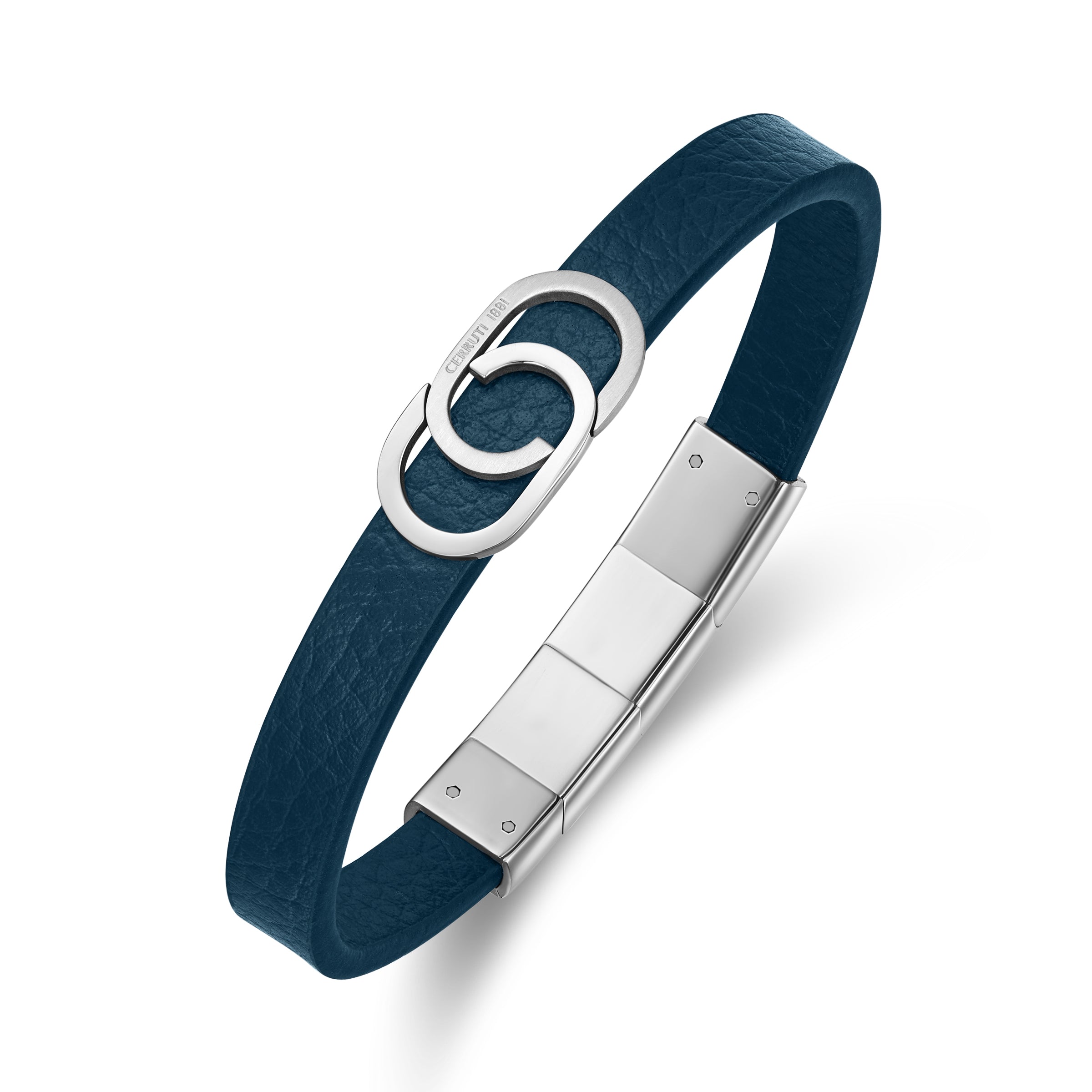 Cerruti 1881 Bruno Men's Navy Leather and Stainless Steel Bracelet | All Accessories | Gents Bracelets | Men | Mens Cerruti 1881 Bruno Men's Navy Leather and Stainless Steel Bracelet | All Accessories | Gents Bracelets | Men | Mens