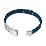 Cerruti 1881 Bruno Men's Navy Leather and Stainless Steel Bracelet