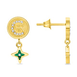 Cerruti Sole Luna Ladies Gold Plated Earrings With Malachite Stone & Crystals