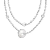 Cerruti 1881 Luciana Women's Double-Layer Stainless Steel Round Motif Necklace