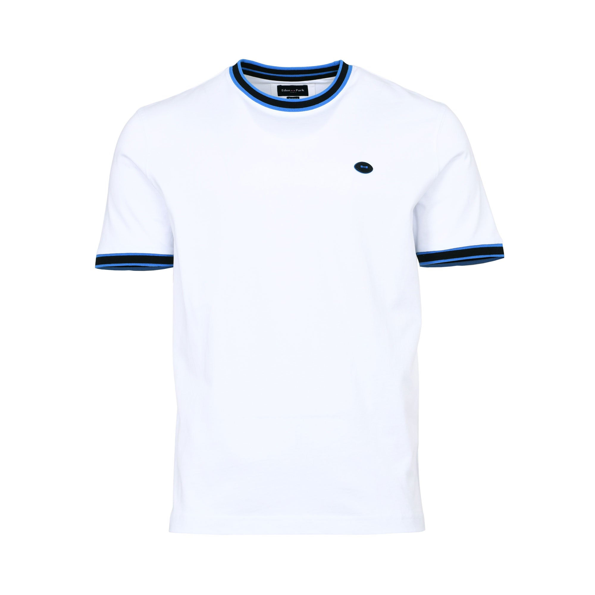 Eden Park Men's White T-Shirt with Navy Blue & Black Striped Trim | All Clothing | departure-to-desk | Men | Men T-shirts | Mens | Mens Fashion | new-season-2025 | Tops & T-Shirts Eden Park Men's White T-Shirt with Navy Blue & Black Striped Trim | All Clothing | departure-to-desk | Men | Men T-shirts | Mens | Mens Fashion | new-season-2025 | Tops & T-Shirts