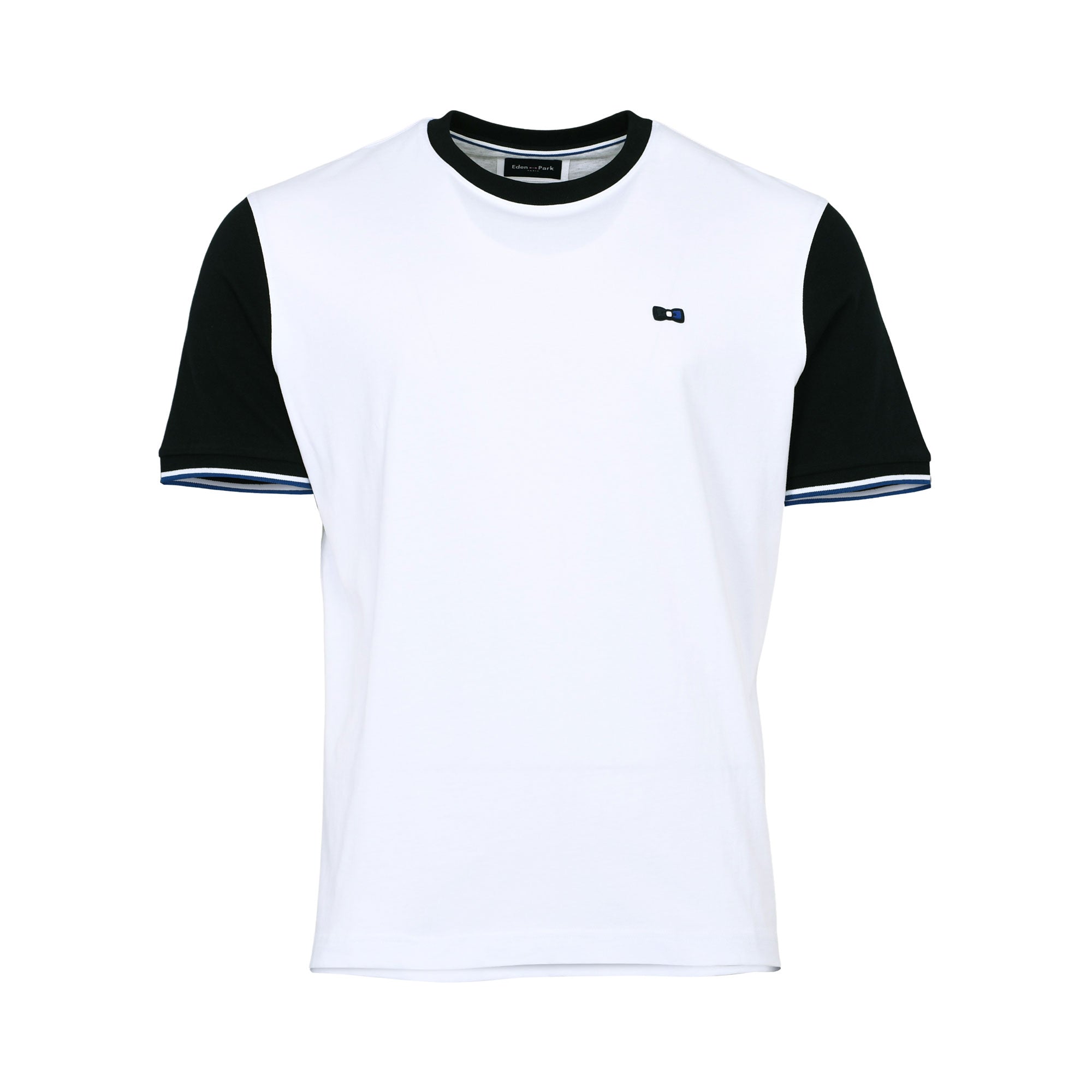 Eden Park Men's White & Black Color Block T-Shirt with Blue Details | All Clothing | departure-to-desk | Men | Men T-shirts | Mens | Mens Fashion | new-season-2025 | Tops & T-Shirts Eden Park Men's White & Black Color Block T-Shirt with Blue Details | All Clothing | departure-to-desk | Men | Men T-shirts | Mens | Mens Fashion | new-season-2025 | Tops & T-Shirts