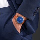 Cerruti 1881 Borgatello Gents Navy Dial Light Brown Leather Strap Watch