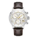 Cerruti 1881 Dervio Chronograph Gents Watch - Silver Dial, Gold Accents, Brown Leather