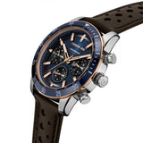 Cerruti Turchino Gents Navy Blue Dial Silver Blue Case Brown Leather Strap Watch