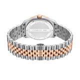 Watch with silver-toned case, rose-gold-toned crown. Two-toned jubilee bracelet with silver-toned and rose-gold-toned links.